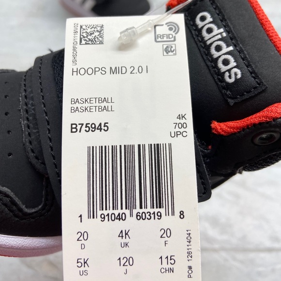 Adidas Hoops Mid 2.0 Toddler Velcro Sneakers - Picture 11 of 13